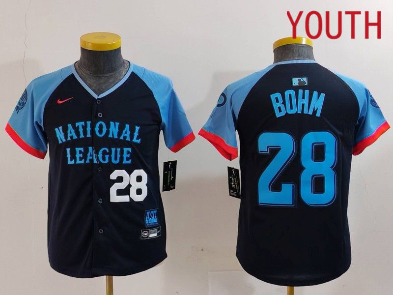 Youth Philadelphia Phillies 28 Bohm Blue All star 2024 Nike MLB Jersey style 2
